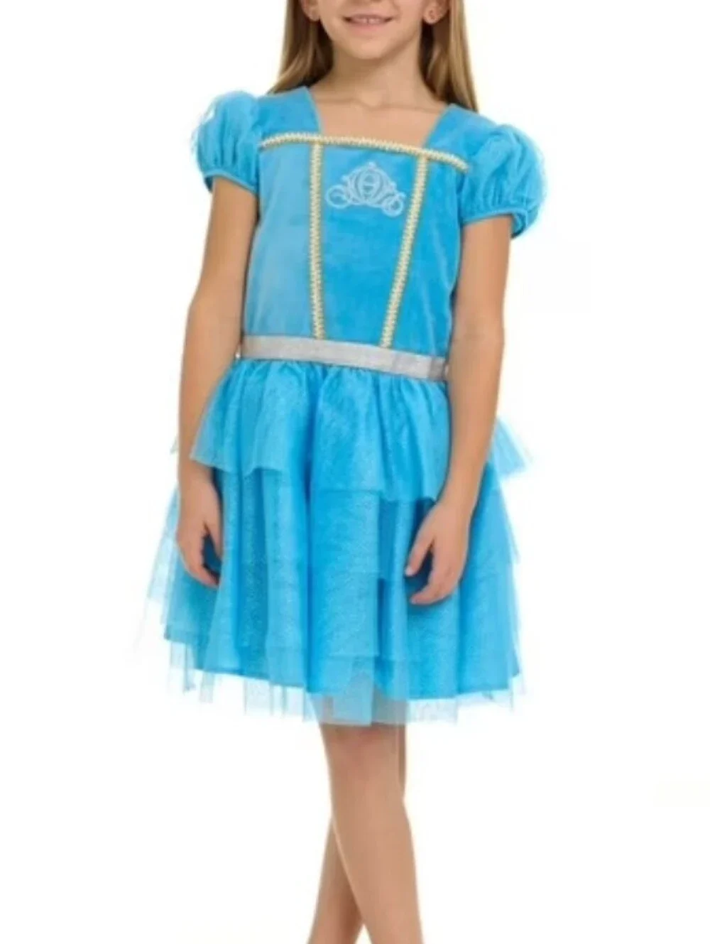 Disney Cinderella Princess Tutu Velour top Tulle Skirt Dress Blue 8